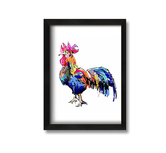 Rainbow Roostera - Picture Frame Painting on Canvas