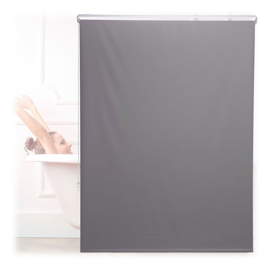 Bathroom Roller Blind, for Shower & Bathtub, Water Repellent, Quick Drying, Ceiling & Window, 120x240cm, Grey - Relaxdays