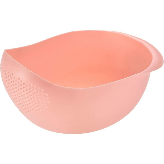 Rice Wash Sieve, Rice Washer Strainers Colander Fruit Washing Bowl, Multipurpose Plastic Fruit Vegetables Drain Basket Kitchen Gadget-Pink
