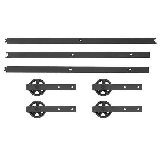 Double Door Splicing Round Carbon Steel Barn Door Hanging Rail, Sliding Barn Rail 10FT
