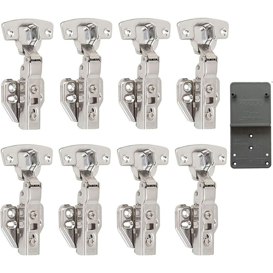 110 Degree Semi Overlay with Built-in Damper Self Closing Mechanism Hinge for Kitchen Door Cabinets Set of 8