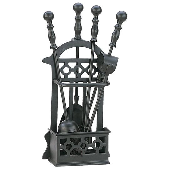 Victorian 5 Piece Pewter Fireplace Tool Set