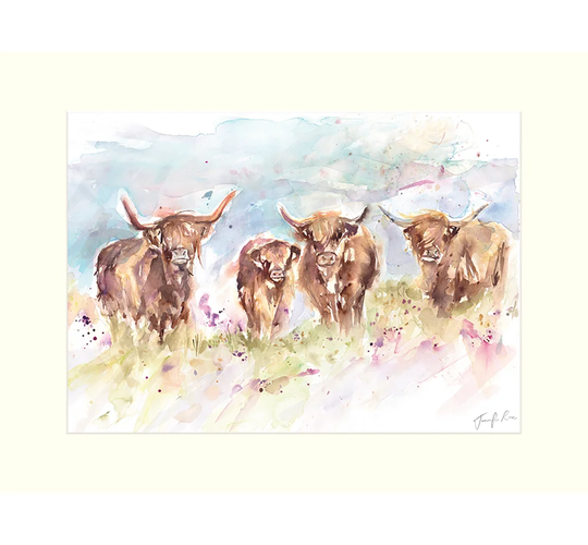 'Highland Herd' - Painting Print on Paper