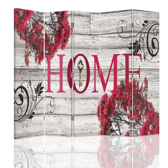 Title Home with Flowers Canvas 5 Panel Room Divider