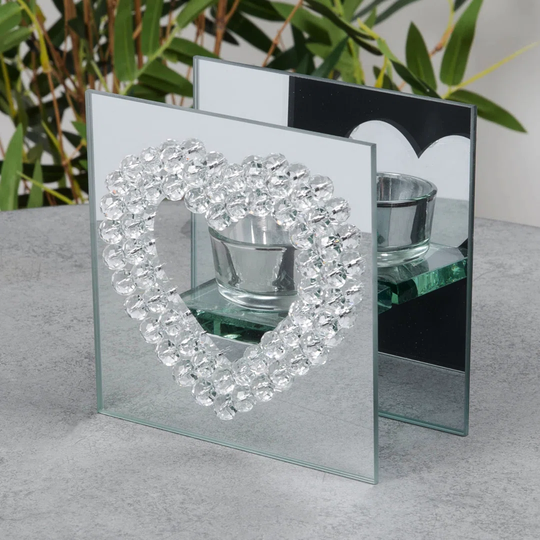 Fairmont Park® Mirror Glass Crystal Heart Single Tealight Holder *(18/16)*