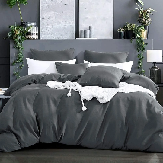 Donnika Grey Microfibre 150 TC Reversible Modern & Contemporary Duvet Cover Set