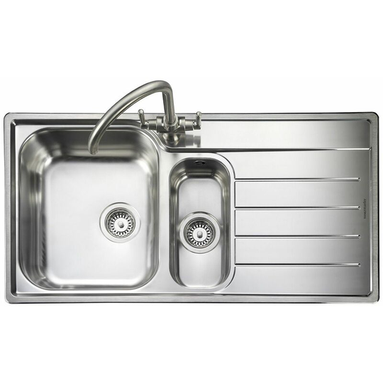 Oakland Kitchen Sink 1.5 Bowl Right Hand Stainless Steel Inset Waste - Silver - Rangemaster