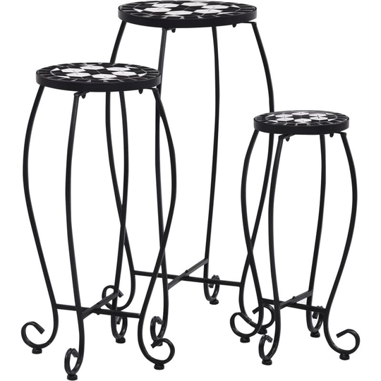 Vidaxl - Mosaic Tables 3 pcs Black and White Ceramic Black