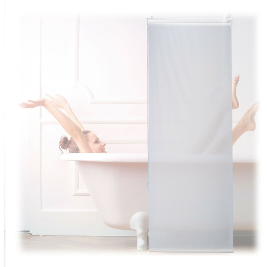 Relaxdays - Bathroom Roller Blind, for Shower & Bathtub, Water Repellent, Quick Drying, Ceiling & Window, 60x240cm, White