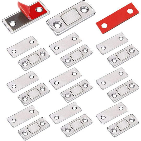 Soekavia - 10 Piece Very Thin Magnetic Latch Stick-On Cabinet Door Magnet Latch Magnet Adhesive Closure Cabinet Strong Magnet for Sliding Door