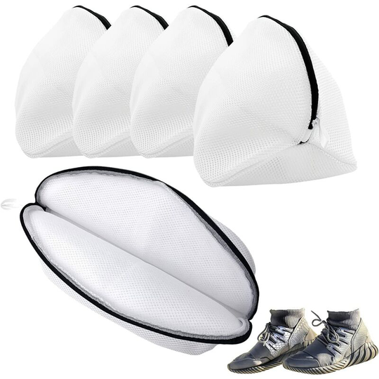 4 Pack Washing Net Shoes for Washing Machine, Laundry Net Bags Shoes Washing Bag Storage, Laundry Bag with Zipper for Protecting Fragile Shoes and
