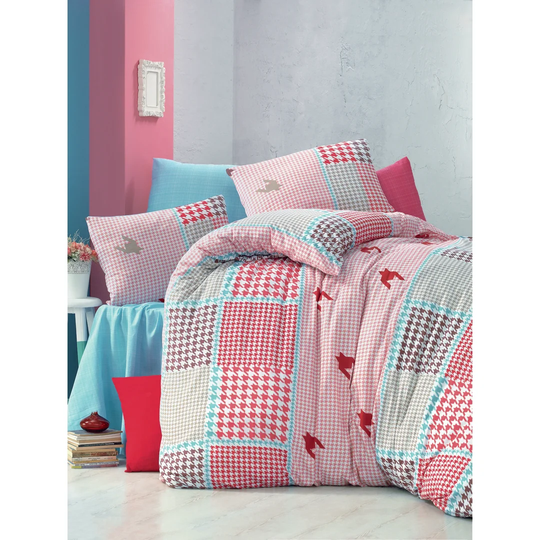 Hanish Pink/White/Blue/Red 127 TC Modern & Contemporary 3 Piece Duvet Cover Set