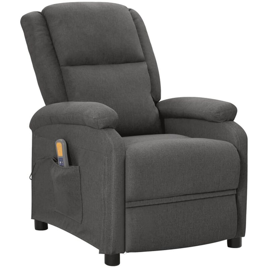 Wing Back Massage Recliner Dark Grey Fabric vidaXL - Grey