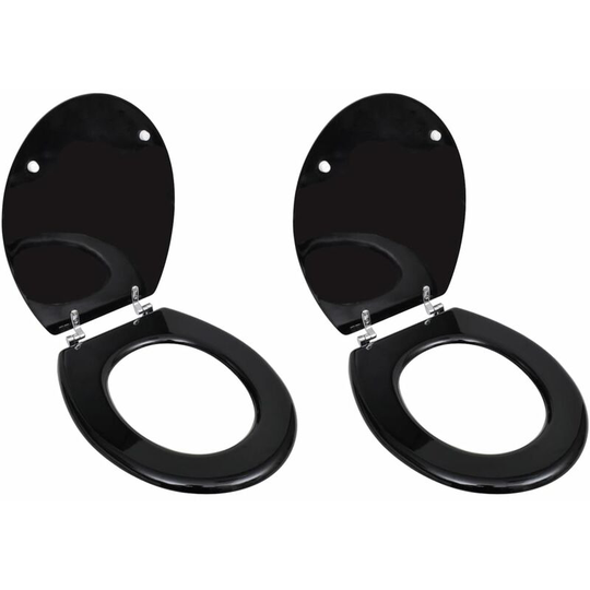 Toilet Seats with Lids 2 pcs mdf Black - Black