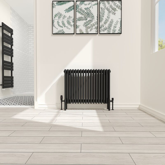 Traditional 4 Column Radiator Cast Iron Style Heating Rads Horizontal Black 600x830mm