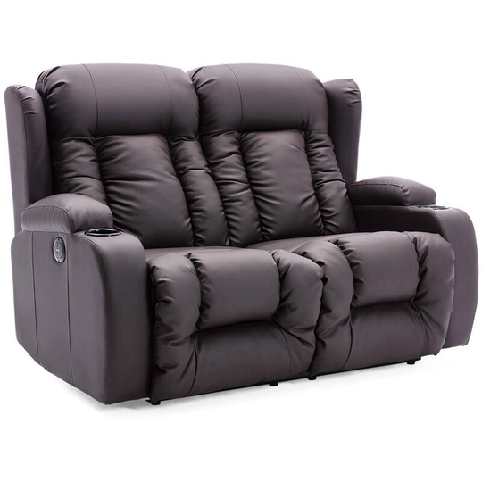 More4homes - caesar high back electric bond grade leather recliner 3+2+1 sofa armchair set brown 2 seater - Brown