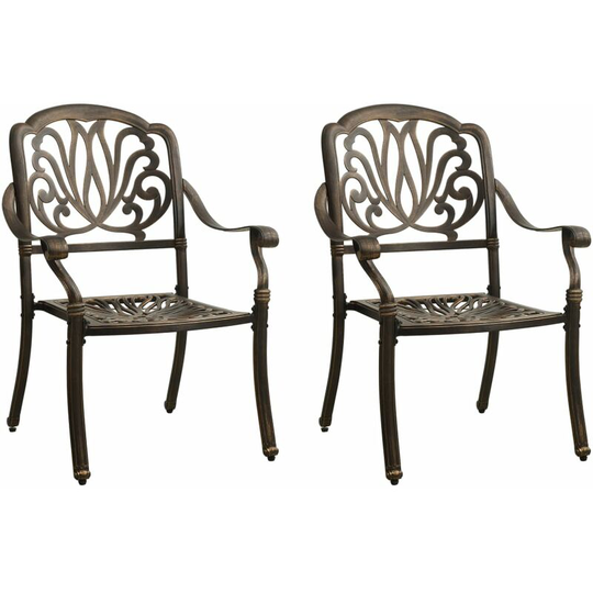 Garden Chairs 2 pcs Cast Aluminium Bronze Vidaxl Brown