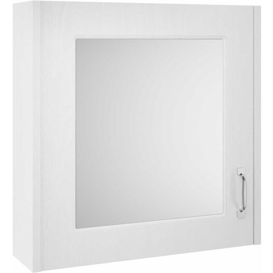 York 1 Door Mirror Cabinet 600mm Wide - White Ash - Nuie