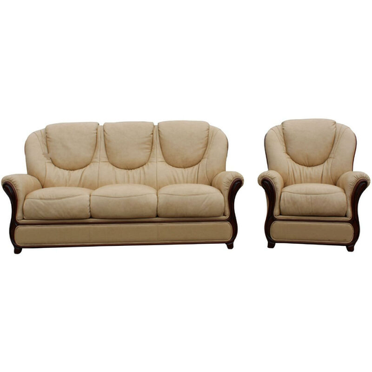Juliet 3 Seater + Armchair Genuine Italian Nut Leather Sofa Suite Offer
