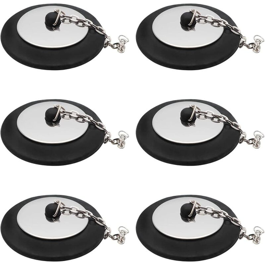 Betterlife Rubber Sink Stopper,Black Bath Drain Stopper Drain Stopper with Hanging Chain Sink Stoppers for Bathtub Bathroom Kitchen Home, (6 Pieces)