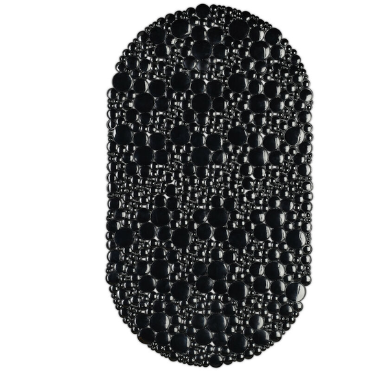 Relaxdays - Anti-Slip Bath Mat, Stone-look Design, Non-Slippery Suction Cups for Bathtub, Washable, WxD: 36 x 67 cm, Black