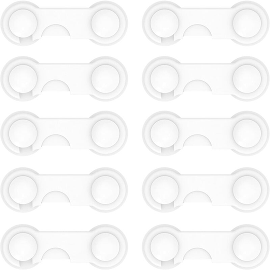 Sunflowergb - 10 Pack] Child Safety Cupboard Doors, Convenient Safety Baby Drawer Safety Locks for Cabinets, Fridge, Toilet, White