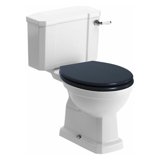 Signature - Aphrodite Close Coupled Toilet with Lever Cistern - Indigo Ash Soft Close Seat