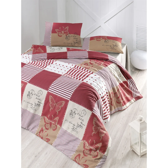 Cloutier Red/Cream/Beige/White/Claret/Red 127 TC Modern & Contemporary Duvet Cover Set