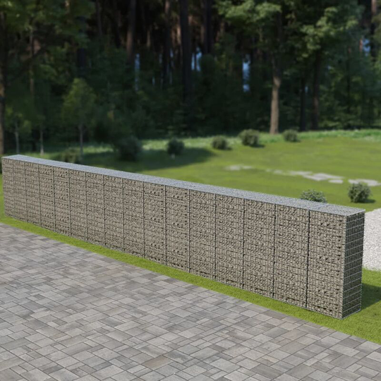 Galvanised Steel Gabion Wall with Cover by Symple Stuff Silver