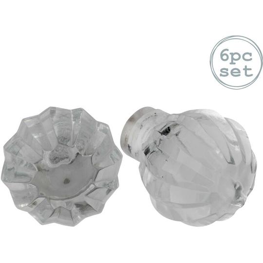 Glass Cabinet Knobs - Round - Pack of 6 - Nicola Spring