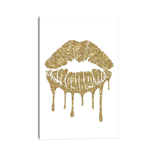 Gold Kiss Mark Drips by Amanda Greenwood - Graphic Art Print on Canvas
