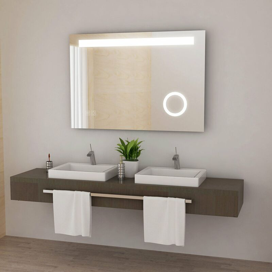 Lisa - 1000x700mm Illuminated led Bathroom Mirror with 3X magnifier Touch Sensor Demister Anti-fog Pad Wall Mounted Vertical Horizontal