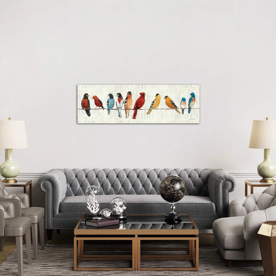 'The Usual Suspects - Birds on a Wire' Painting on Wrapped Canvas
