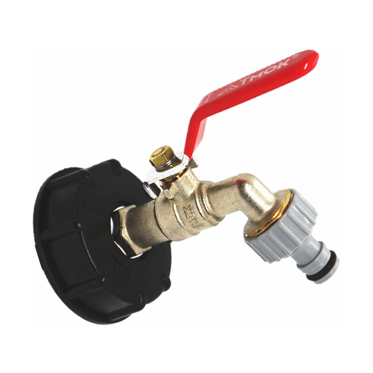 1000L Tank Faucet Rainwater Harvester Tap, IBC 1/2 Water Tank Adapter Double Rainwater Harvester Tap, Brass Tap Made of PP Coarse Thread 60mm (1pc)