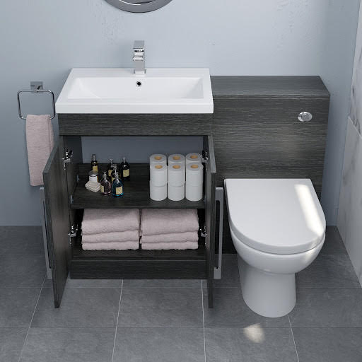 Aurora Toilet & Basin Vanity Unit Combination with Doors - 1100mm Charcoal Grey