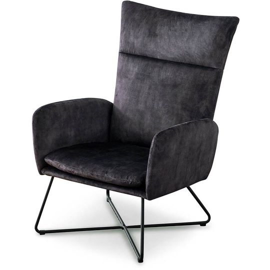 Ingrid Antique Velvet Occasional Large Lounge Accent Chair Living Room Armchair Charcoal without Footstool - Charcoal without Footstool