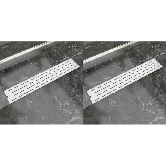 Linear Shower Drain 2 pcs Line 630x140 mm Stainless Steel VD18843 - Hommoo