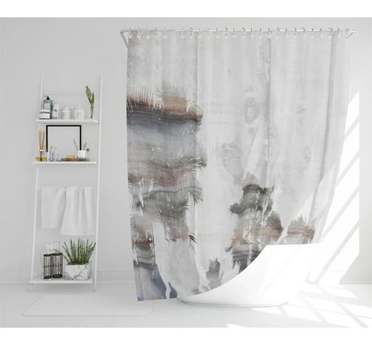 Silver Palm Designer Shower Curtain