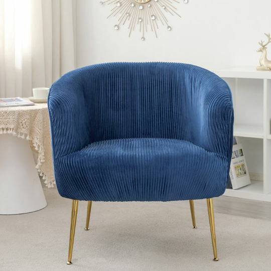Velvet Accent Armchair Soft Upholstered Armchair in Blue - blue
