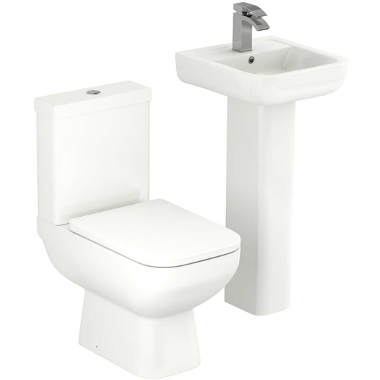 Sirus 400mm Full Pedestal Basin and Toilet Suite - White