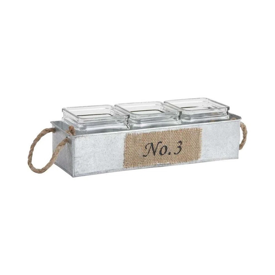 Zinc Planter With Glass Pots 34.5 Cm