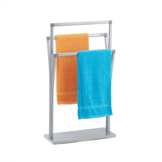 Relaxdays - Towel Rack, 3 Bars, hwd: 86.5 x 50 x 20 cm, Bathroom or Kitchen, Versatile Free Standing Dryer, Iron, Silver