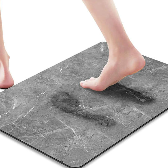 Ilovemilan - Non-Slip Bathroom Mat Rugs, Marble Bath Mat, Extra Absorbent Black Bath Mat for Bathroom, Machine Wash Stone Bath Mat, Dry Fast Solid