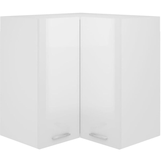Hanging Corner Cabinet High Gloss White 57x57x60 cm Chipboard