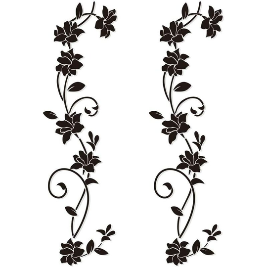 2 sets wall stickers 105 * 30cm black vine flower deisgn in pvc wall-mounted sticker for children room living room office resto shop decoration