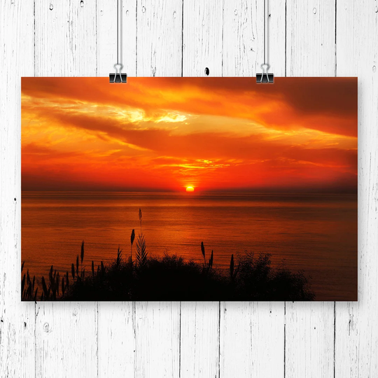 "Orange Sunset over the Ocean" Graphic Art