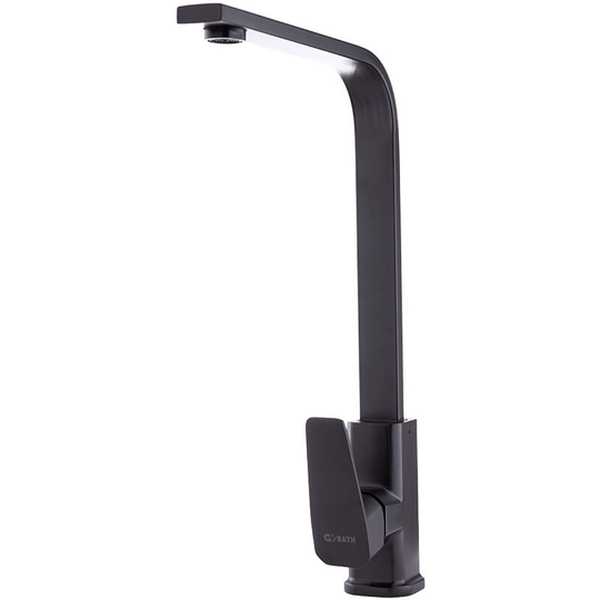 Greenice - Brass / Zinc Kitchen Faucet, Black, Hot-Cold Water, Hoses, High Spout, Single Handle [QLI-FA1055] (QLI-FA1055)