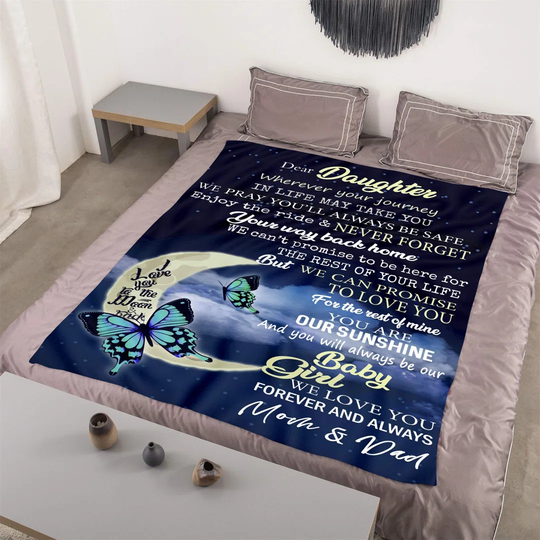 Daughter Blanket Personalized Custom Gifts Throw Blankets 55"X70" (To Daugter From Mom&Dad)