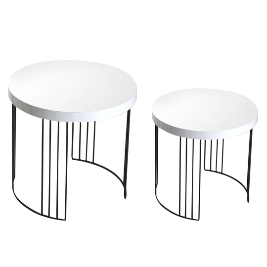 2 WHITE LACQERED TABLES