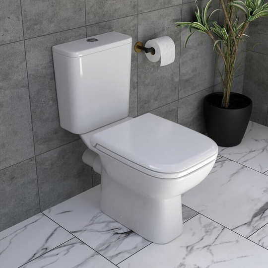 Affine - Modern Close Coupled Toilet wc Dual Flush Cistern Top Fix Seat Bathroom White - White